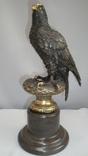 Statue Eagle Bird Wildlife Art Deco Style Art Nouveau Style Bronze Signed Sculpt