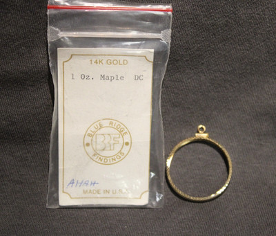 14K BEZEL FOR 1 OZ GOLD CANADA MAPLE LEAF. SCREW TOP / DIAMOND CUT. N.O.S.!