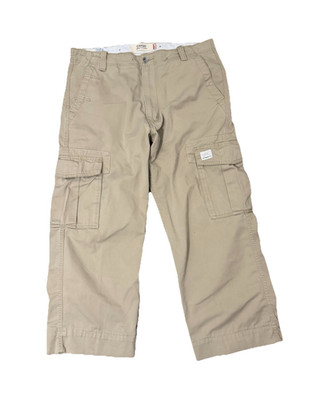 Baggy y2k Levi's Men's Cargo Pants 36W Beige Cotton Loose Fit Straight Leg