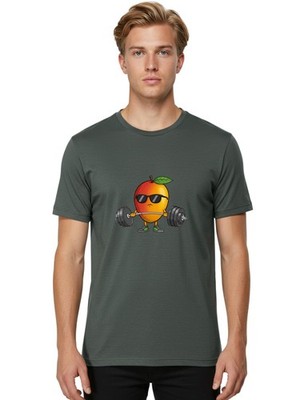Mango-Fitness Mens Graphic Tee, 100% Cotton, Casual Summer Wear