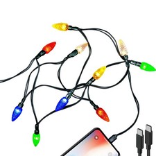 2 Pcs Christmas Lights Phone Charging Cable Type-C to 2Pcs TypeC
