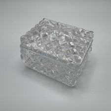 Vintage MCM Elegant Cut Glass Box Trinket Covered Display With Lid
