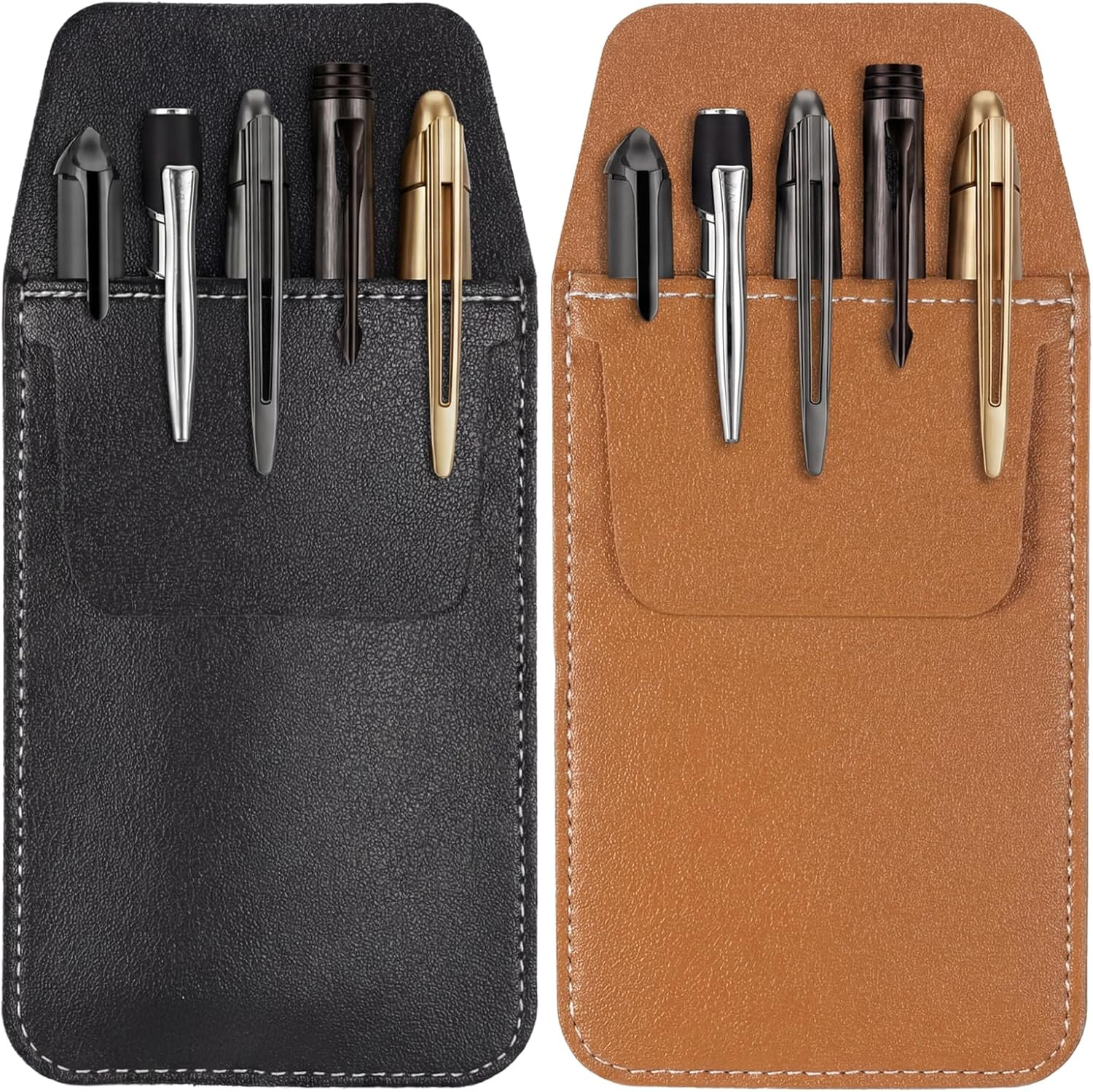 2 PCS Pocket Protector, PU Leather Pockets Pen Holder Organi