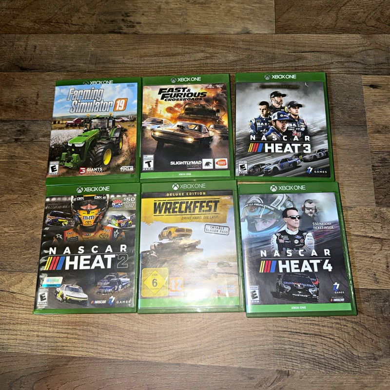 Microsoft Xbox One Game Lot: NASCAR Heat 3/4, Wreckfest, FS17, F&F