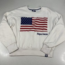 DC Comics Superman USA Long Sleeve Pullover Sweatshirt - Size Medium - White
