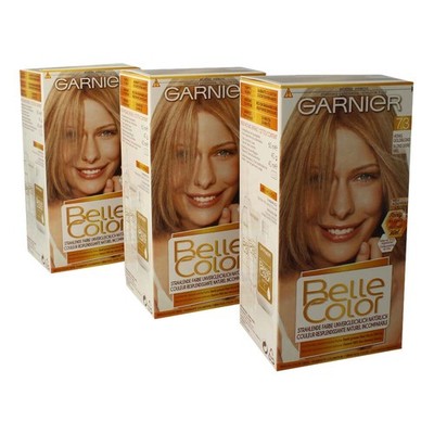 3 x Garnier Belle Color Cremehaarfarbe 7.3 Honig Goldblond