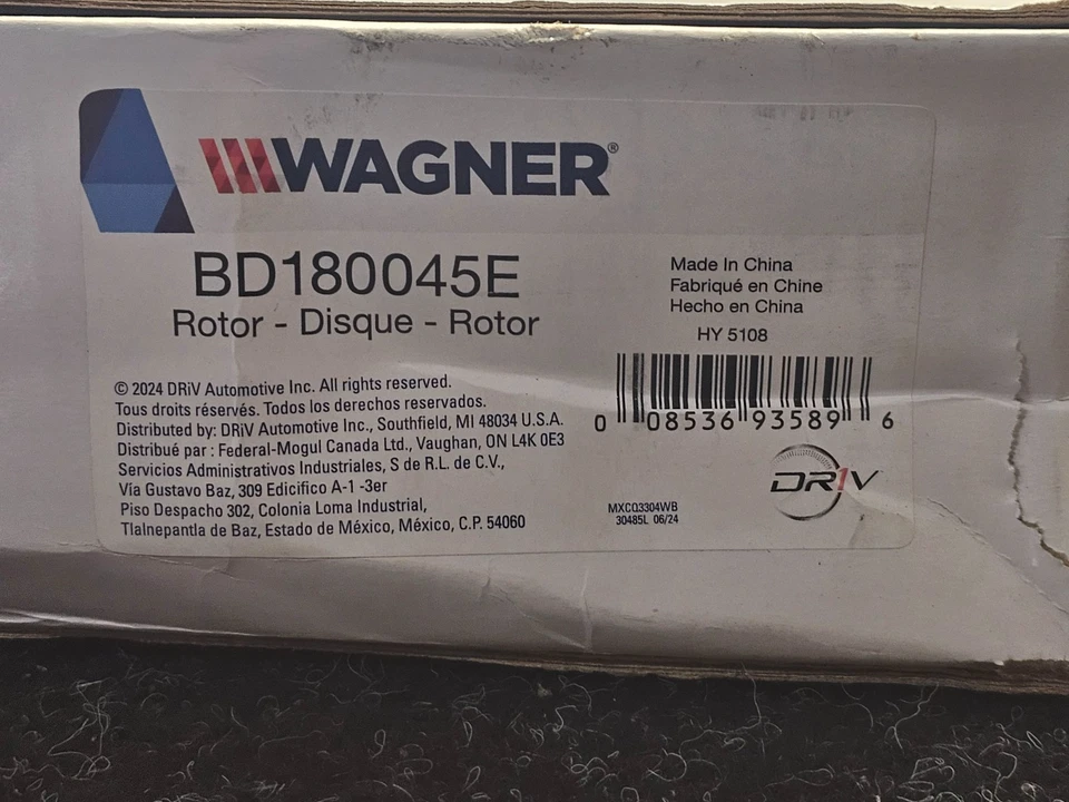 Rotor de freno de disco trasero WAGNER BD180045E para Honda Odyssey Pilot 2009-2017 Foto 4 de 4