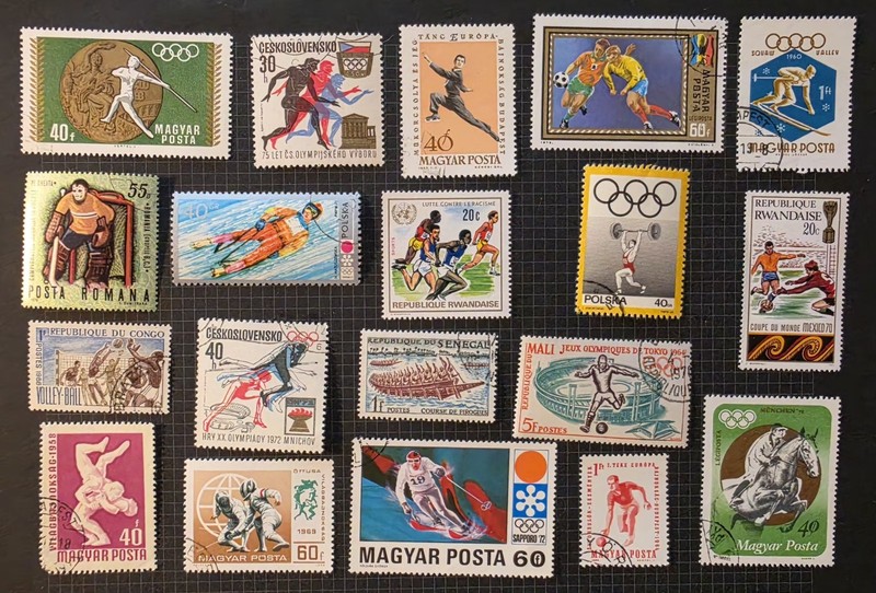Vtg Olympic & Sports Stamp Lot 30+ Hungary Poland Romania Scott 1550 1305 2151