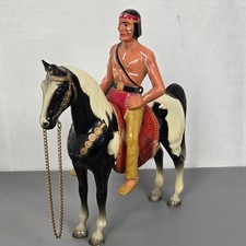 Vintage 1950s Native American Rider  Black Pinto Western Toy Horse Collectible
