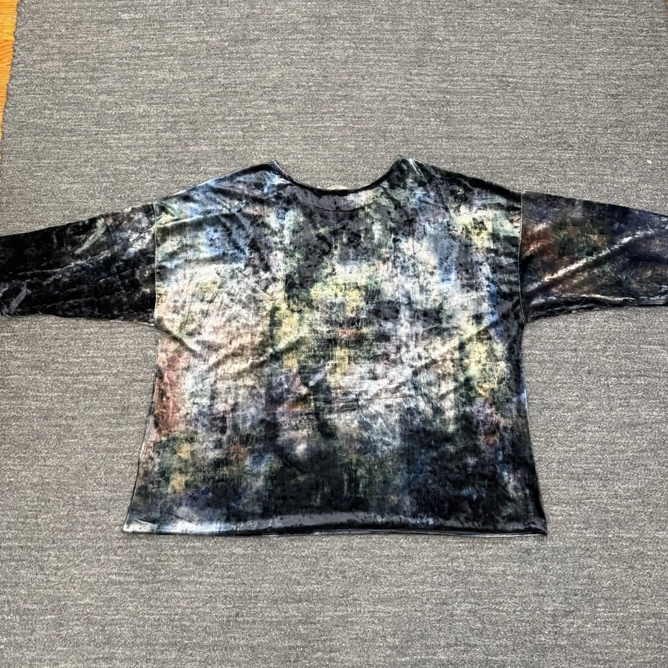 Camisa Soft Surroundings Mujer 2X Plus Terciopelo Burnout Calce Cuadrado Artística Boho Hippie Foto 3 de 4