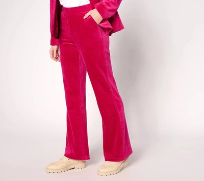 Studio Park x Shawn Killinger  Velveteen Flare Pants Plus Size 22W Sangria Pink