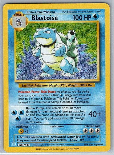 Blastoise 003/034 Classic Collection Trading Card Game Classic NM
