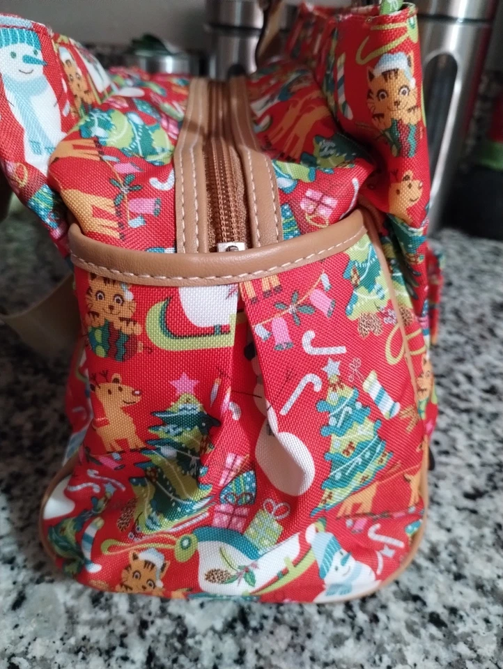 Lilly Bloom Holiday Purse Set Tote Bag Pouch Red Reindeer Christmas Snowman - Image 4 of 4