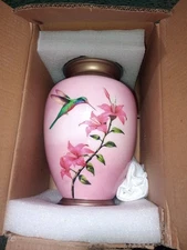"New" Pink Hummingbird Cremation Large Urn for Adult Human Ashes,