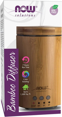 NOW Essential Oils, Ultrasonic Real Bamboo Aromatherapy Oil Diffuser, Extremely 