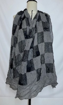 Y&D  MODA ITALY unisex Black & Gray Knit Scarf W A Geometric Pattern 89''/29'' EC
