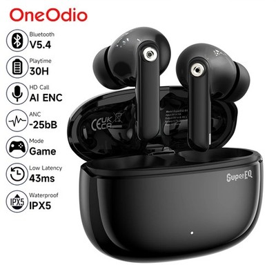 Oneodio SuperEQ S10 ANC Bluetooth 5.4 TWS Earphones ENC Mics Game Mode
