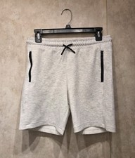 Gray Jogger Shorts Vertical Zippered Front Pockets Drawstring Boys Size XL 14 