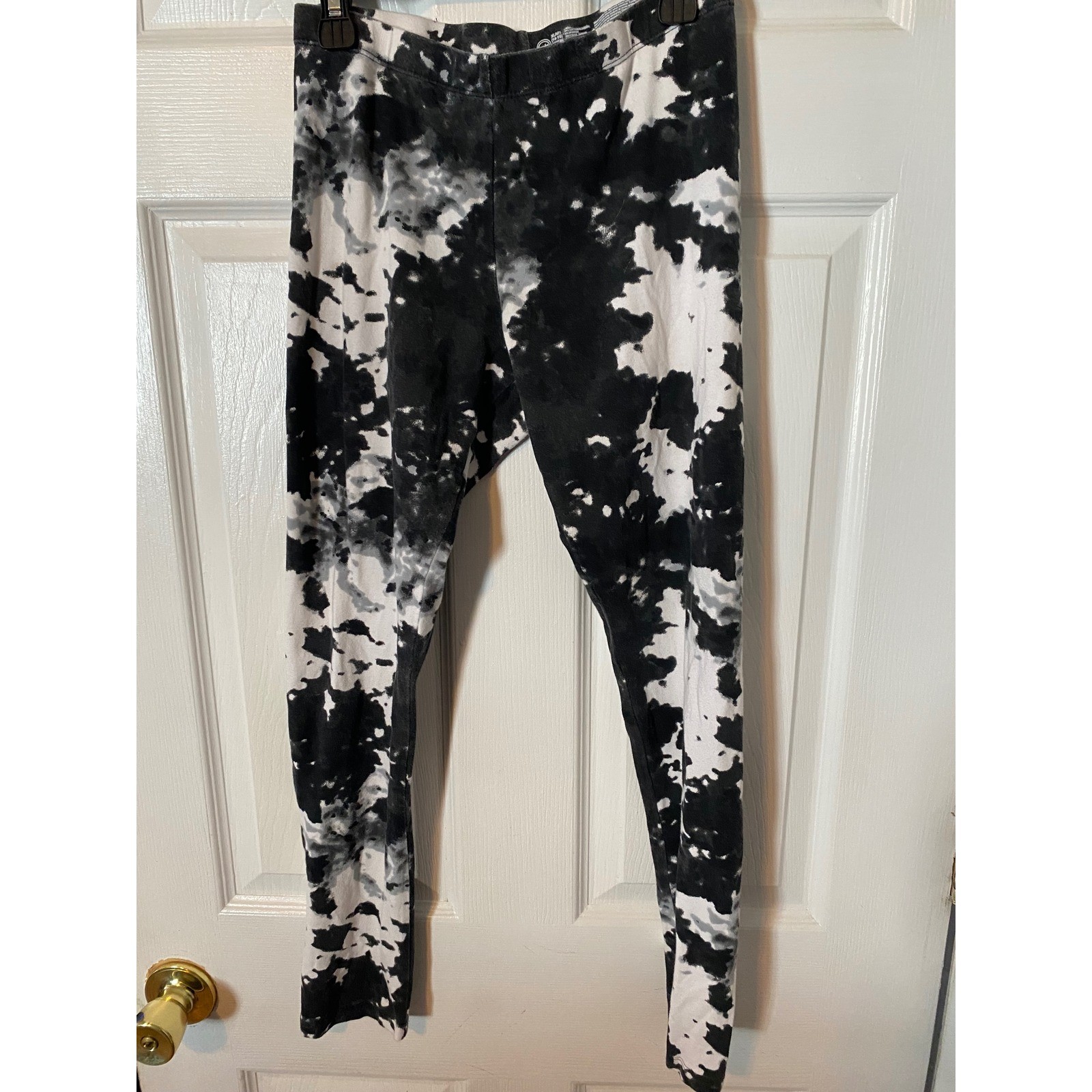 Wonder Nation Girls XL 14-16 Leggings BlackWhite Tie Dye Cow Print Stretch Pants