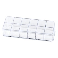 12-Slot Acrylic Lipstick Organizer Case - Clear Makeup Storage Display Rack