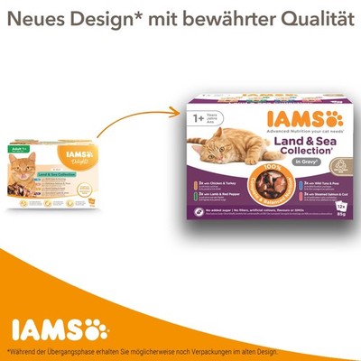 IAMS Delights Senior Nassfutter Huhn & Fisch 12x85g für Katzen ab 7 Jahre