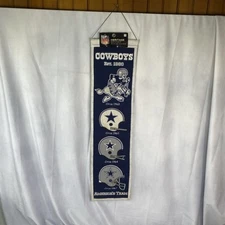 Dallas Cowboys Evolutions Banner Embroidered Wool 8"X32" 2008 Winning Streak