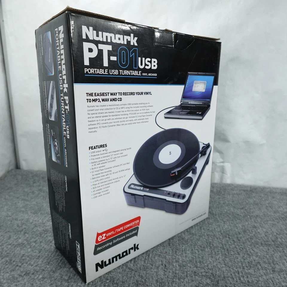 Numark PT-01USB Portable USB Turntable Vinyl Archiver Record Player Boxed Black - Image 2 of 4