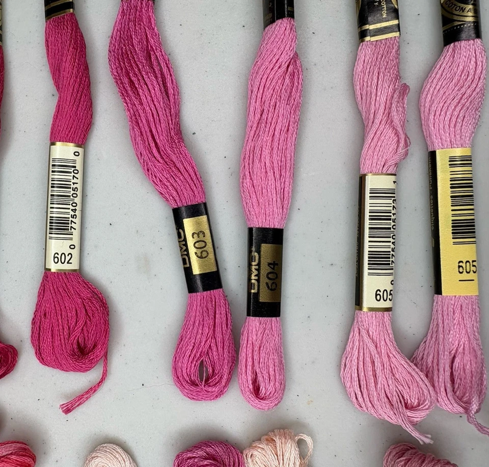 LOT of 20 Skeins DMC Embroidery Floss 100% Cotton PINKS: 601 - 605, 3350, Etc - Image 3 of 4