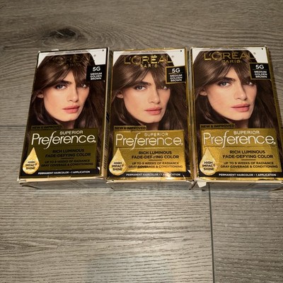 3 Pack -  L'Oreal Paris Superior Preference Hair Color, 5G Medium Golden Brown
