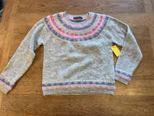 Love Ellie Gray Multi Medium Girl's Long Sleeve Super Soft Pullover Sweater NWT