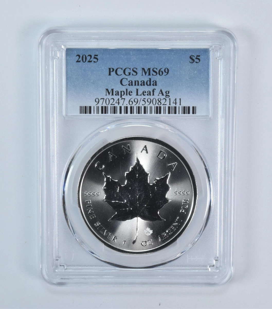 Canadian Maple Leaf MS 69 PCGS Certified Silver Bullion Coins for