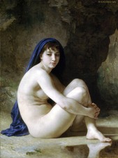 6 x 8 Art Bouguereau Seated Nude Ceramic Mural Backsplash Bath Tile 1465