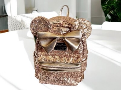 Disney Parks Rose Gold Backpack Disney Rose Gold Mickey Mouse Icon Flair Backpack – World of  main image 4