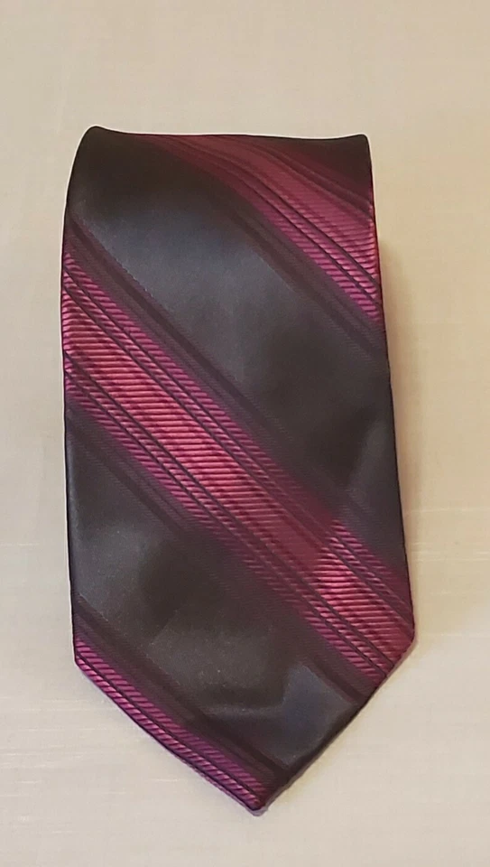  Men's  100% Silk Black/Pink Striped Necktie  by ExpressL 60" W 4" - Image 3 of 4