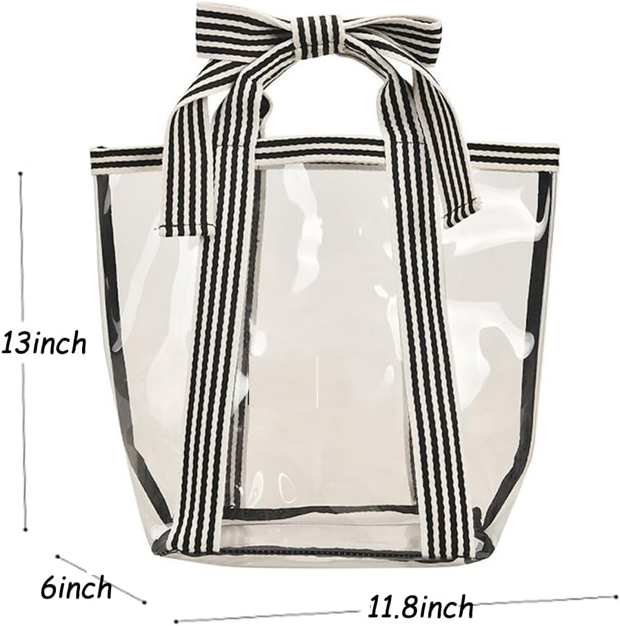 Clear Travel Tote Bag Sturdy PVC Transparent Handbag Purse for Work