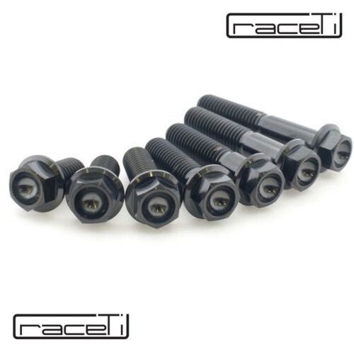 M6 X 10mm Titanium Hex Head Flange Bolt Screw - Grade 5, Black Nitride Finish, 10 X 1.0 Pitch