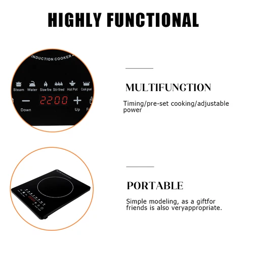 Electric Induction Hob Portable Digital Touch Single Cooker Hot Plate Tool 2200W - Bild 5 von 12