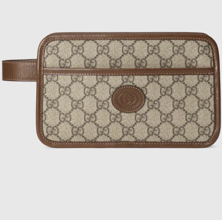 NEW! Gucci GG Supreme Interlocking G Travel Cosmetic Pouch Bag Toiletry  Pouch