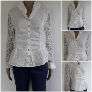 Biba Bluse Weiss Langarm Mit Spitze Gr 40 Wie Neu Ebay