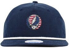American Flag alternate Steal Your Face 5 Panel Hat with Dancing Bear on Back