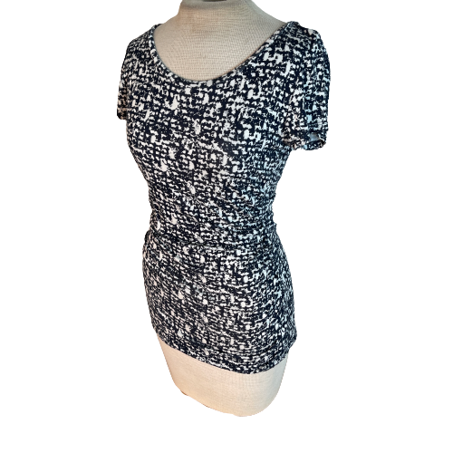 Ann Taylor Knit Ruched Waist Top Blue 