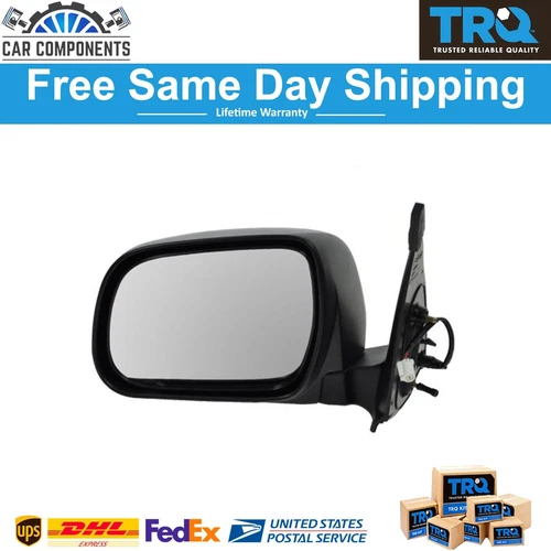 TRQ Power Matte Black Folding Mirror Driver For 05-11 Toyota Tacoma Pickup Truck