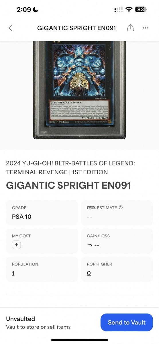 Gigantic Spright - BLTR-EN091 - Secret Rare - 1st Edition - PSA 10