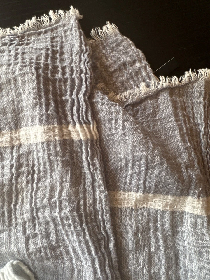 Envoltura de bufanda de algodón a rayas cambray azul Ombré Ann Taylor Foto 2 de 4