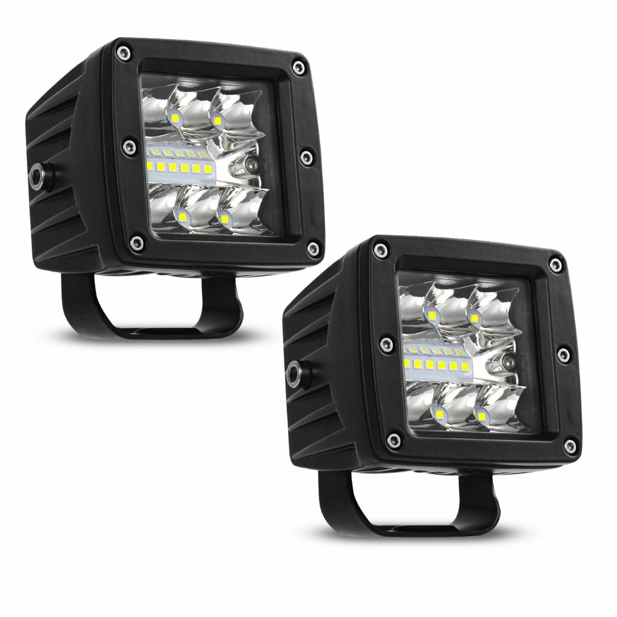 2X 3"in Square LED Work Light Bar Flood Cube Pods Driving White Lamp - Foto 5
