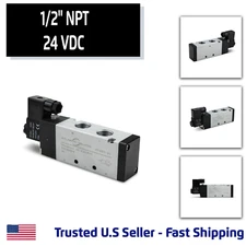 1/2" 5 Port, 2 Position Pneumatic Solenoid Valve, 24V DC Coil, Air Return
