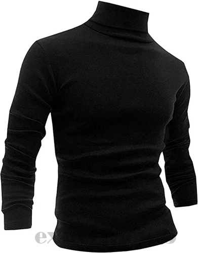 Turtleneck Base T-Shirt For Men Long Sleeves Comfort Fit Lot High Neck Casual - Picture 7 of 15