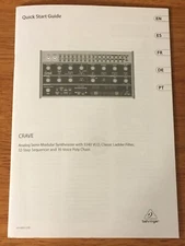 Behringer Crave Synth Quick Start Guide Manual USED
