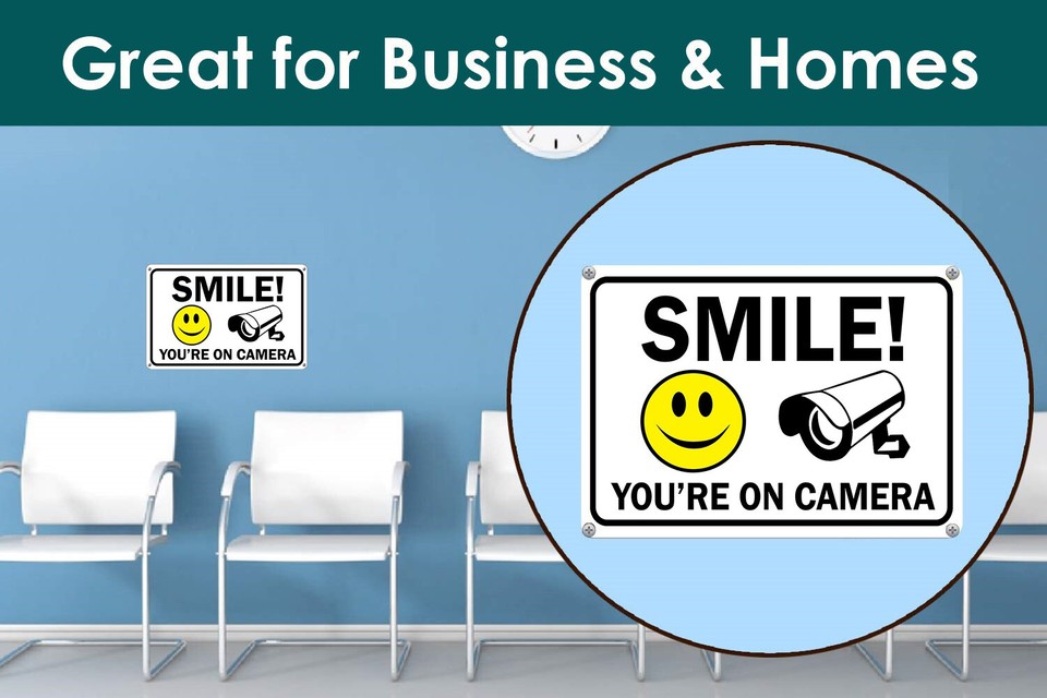 Smile You're on Camera Sign Video Surveillance Signs 11"x 7" UV ...