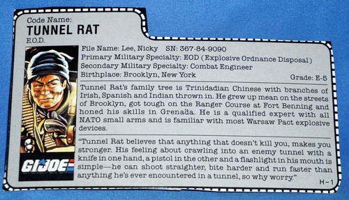 1987 TUNNEL RAT (V1) E.O.D. w/File Card G.I. Joe 3.75" Figure #6 - Picture 6 of 6